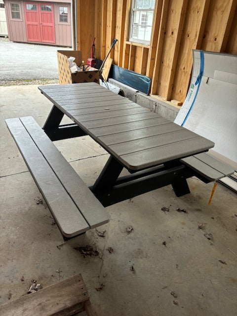 RECTANGULAR PICNIC TABLE- LIGHT GRAY ON BLACK - Garden Time
