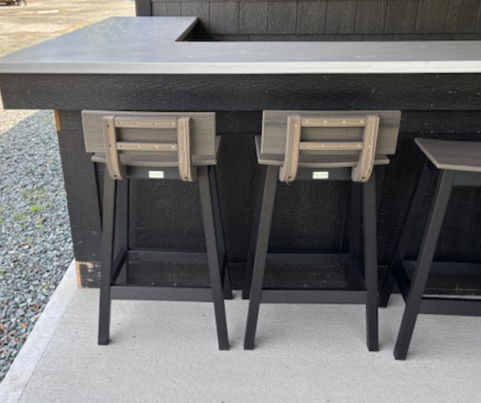 SADDLE BAR STOOL BACK KIT - COASTAL GRAY ON BLACK - Garden Time