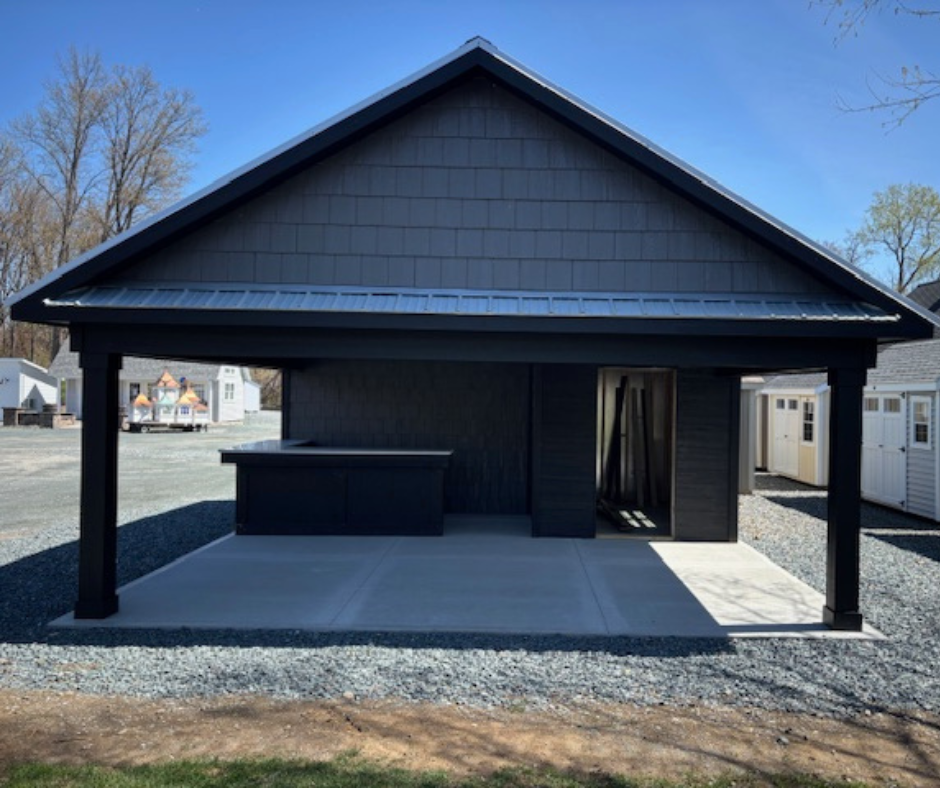 DISPLAY - 20' X 24' GRAND LANAI POOLHOUSE LP LAP SIDING- BLACK - Garden Time