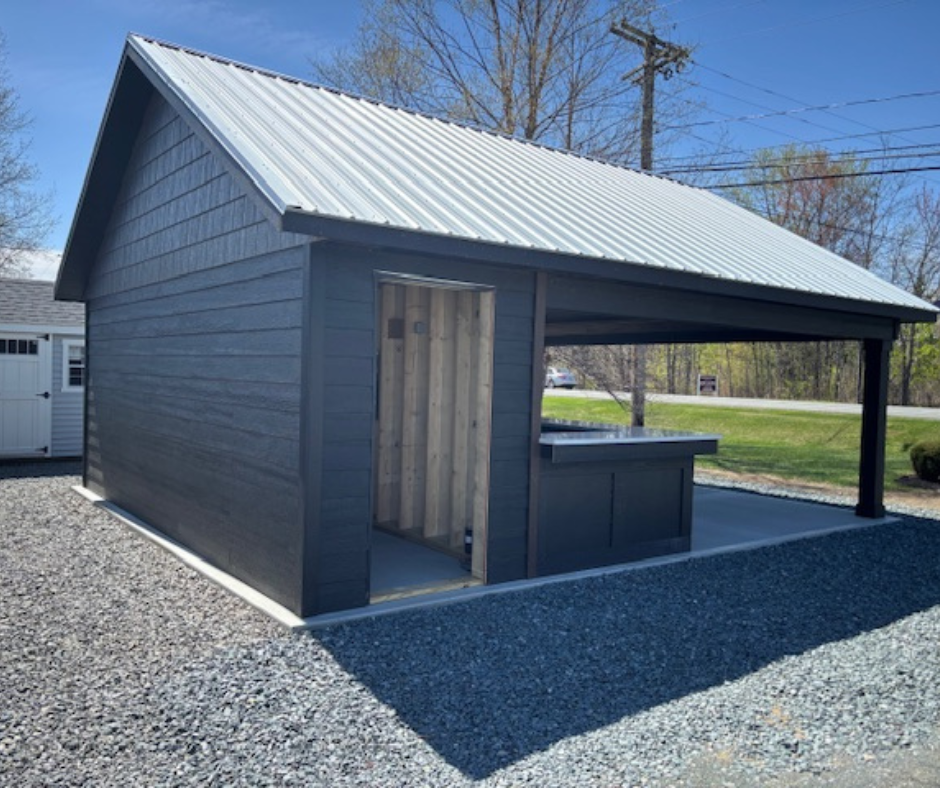 DISPLAY - 20' X 24' GRAND LANAI POOLHOUSE LP LAP SIDING- BLACK - Garden Time
