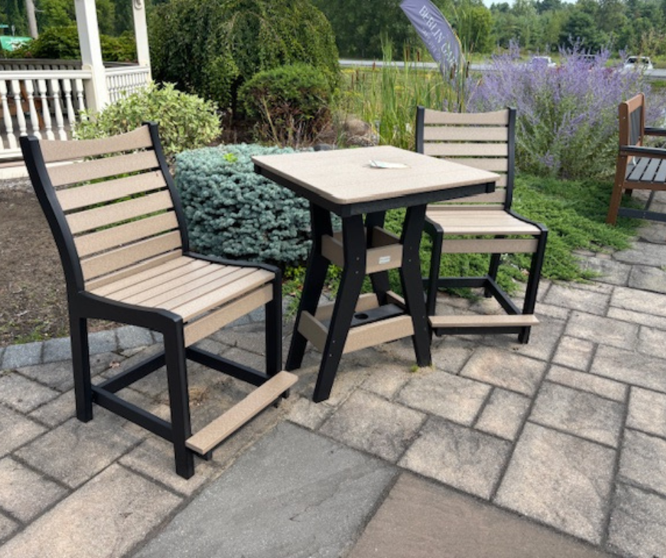 HARBOR COUNTER HEIGHT TABLE SET- WEATHERWOOD ON BLACK - Garden Time